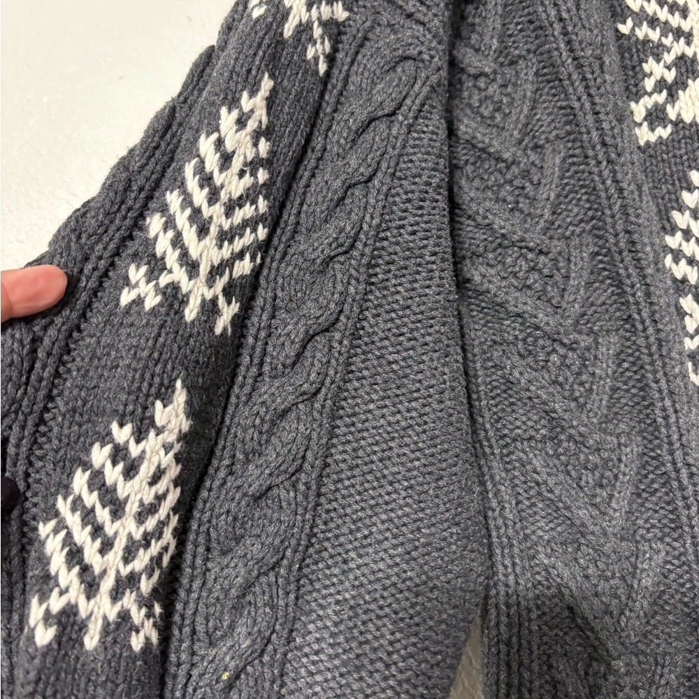 Vintage Hand Knit Men’s Heavyweight Nautica Charcoal Gray/Cream Cableknit Sweate - Picture 6 of 12